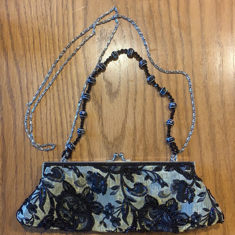 Gold and Black formal clutch with two chains